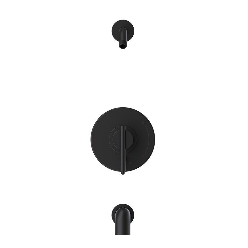 Baignoire Parma 1H, ensemble de garniture de douche et cartouche Treysta, Noir satiné