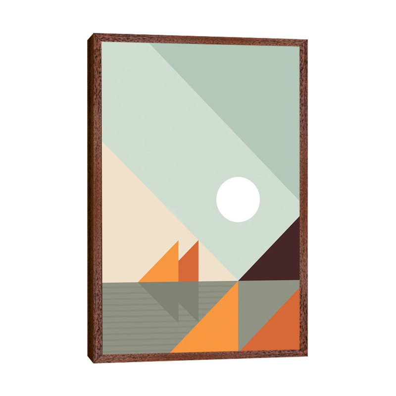 Geometric Landscape XXIV - Print on Canvas, 101.6 cm H x 66.04 cm W, Brown Framed