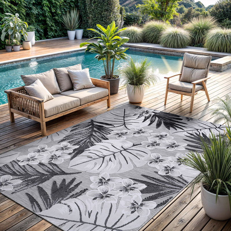 Bungalow Rose Floral Indoor / Outdoor Rug & Reviews | Wayfair