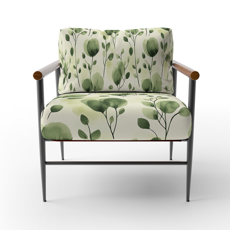 Chaise rembourrée Floral, Bras ronds bruns