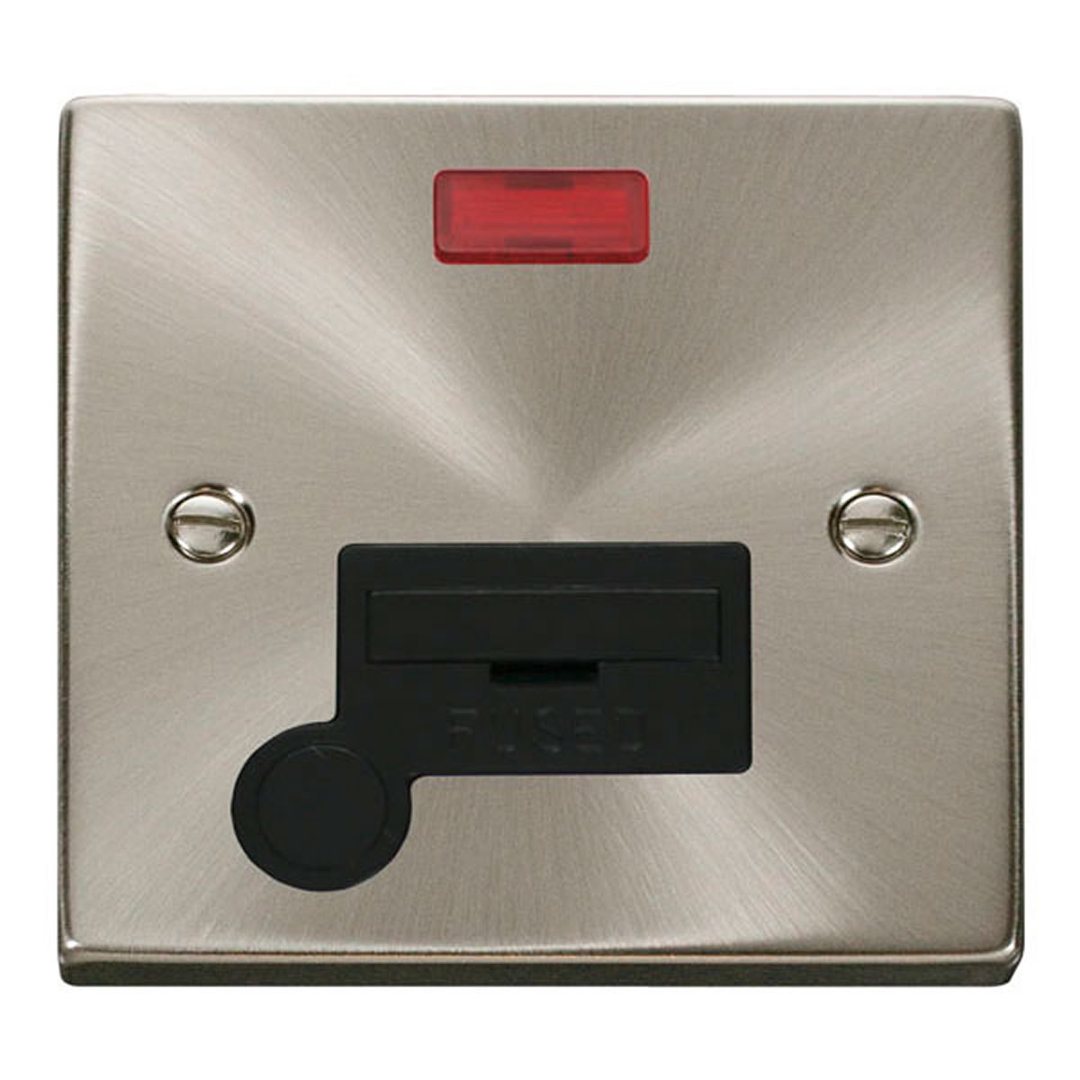 Satin / Brushed Chrome 13A Fused Connection Unit With Neon With Flex