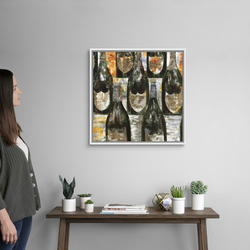 Reproduction d’art « Top Shelf Bottle Poppin » par Alexys Henry, Cadre blanc, H 32 po x l 32 po x 1,75 po