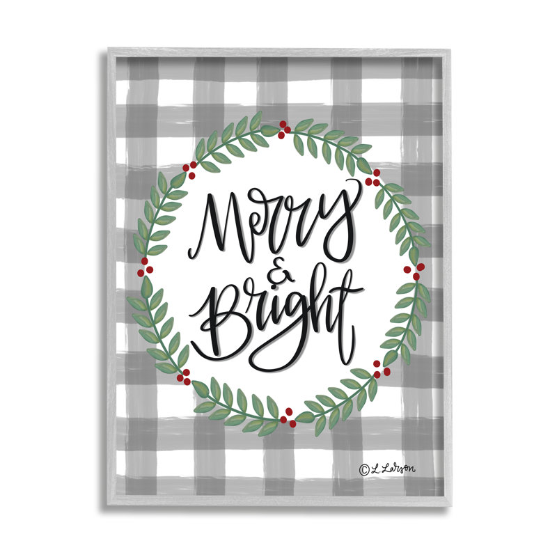 Merry & Bright Gingham Christmas, H 30 po x l 24 po x P 1,5 po, Estampe numérique Farmhouse