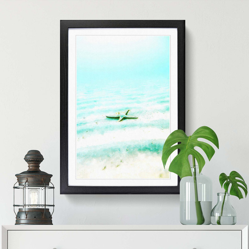 Starfish on the Seabed in Abstract - Framed Print, 48cm H x 36cm W x 2cm D, Black Framed