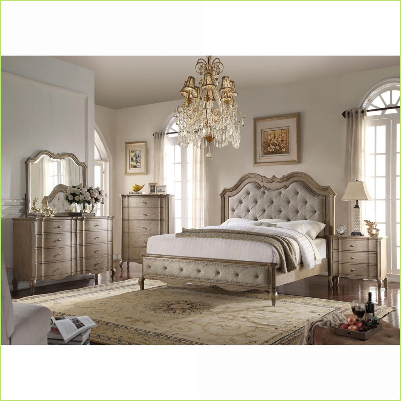 Table de chevet 3 tiroirs Antique Taupe, Beige