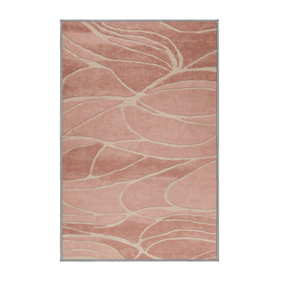 Machine Washable Abstract Brown Area Rug