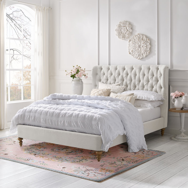 Lit plateforme Elegance Jubilee, Simple, Blanc crème