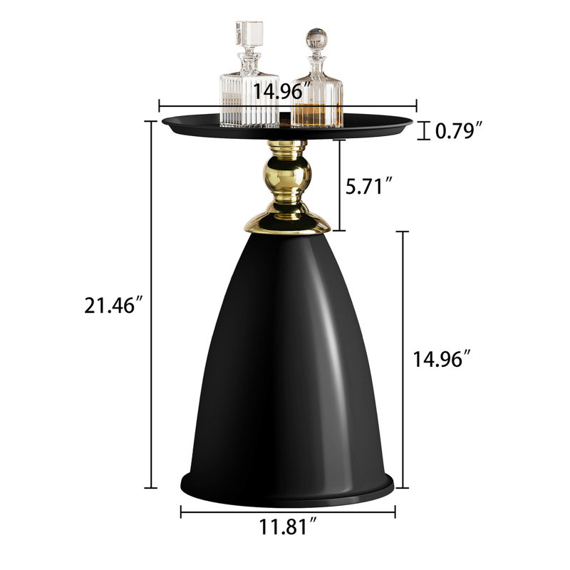 Table d'appoint en fer - Rangement élégant et luxueux pour les petites pièces, Noir