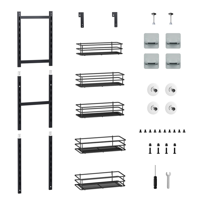 Black Metal 5-Tier Adjustable Over-the-Door Pantry Organizer