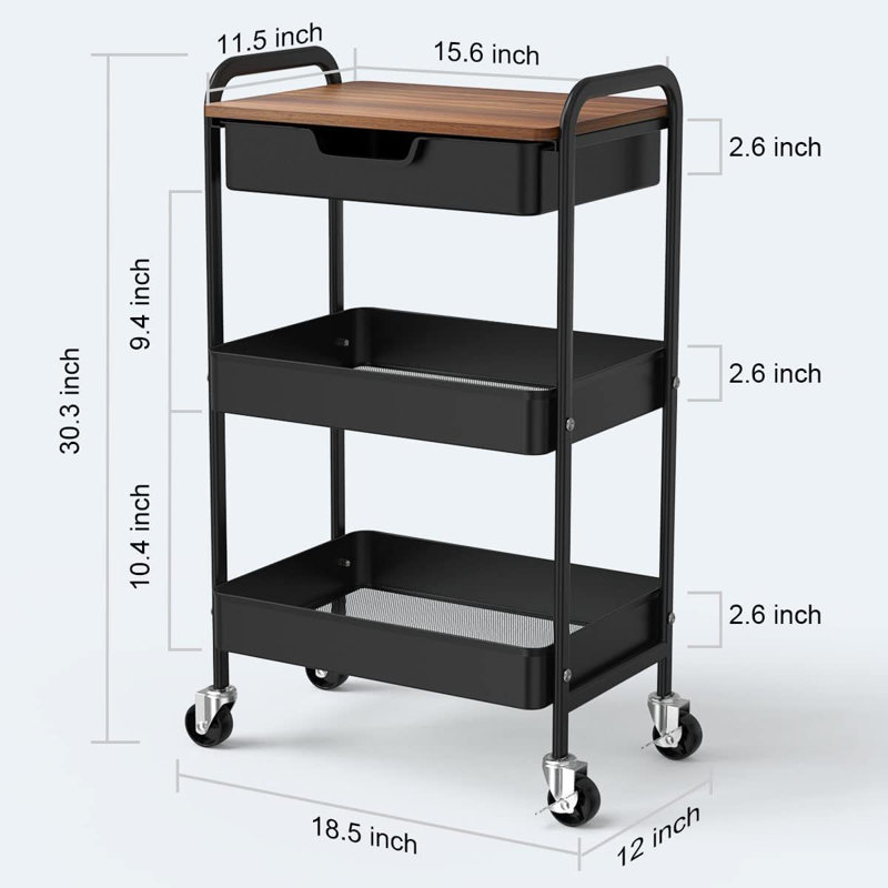 Organisateur de chariot de cuisine à 3 niveaux