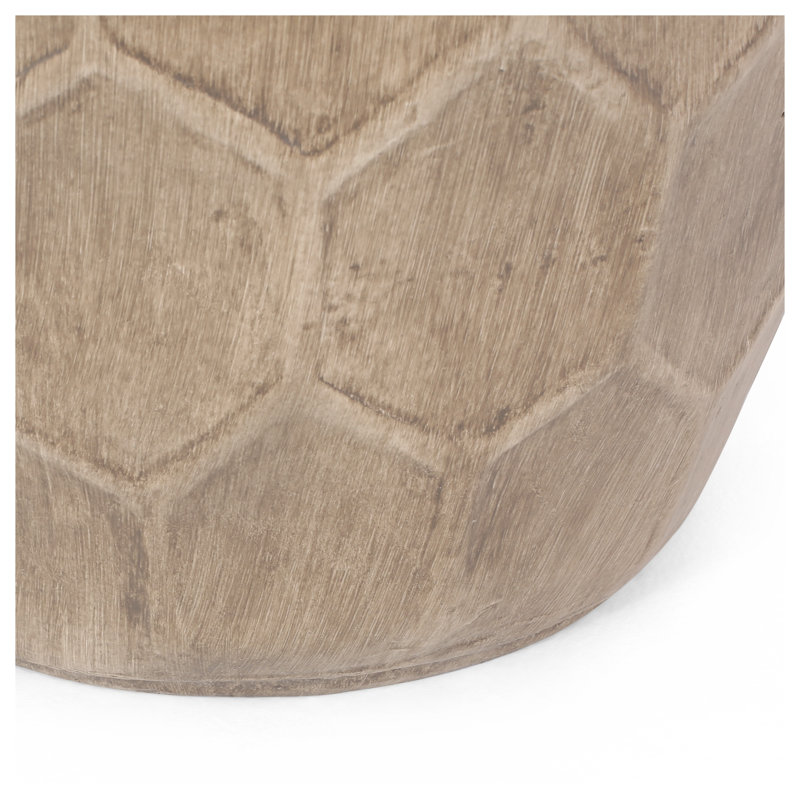 Table de bout d'extérieur en oxyde de magnésium naturel avec motif en nid d'abeille, table de bout de 15,25 po