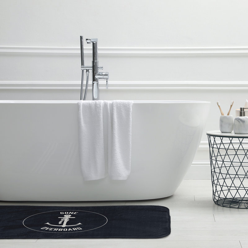 Tapis de bain Nautical Nights, L 17 po x L 24 po, Noir