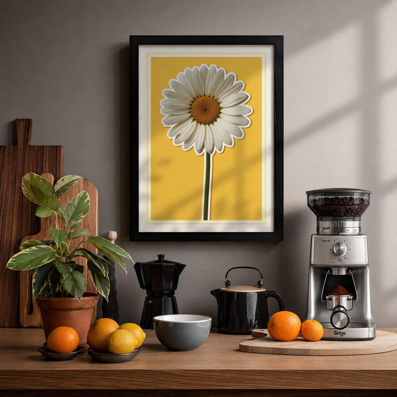 Golden Daisy Botanical - Framed Print, Black, A3 - 42.0 x 29.7 cm