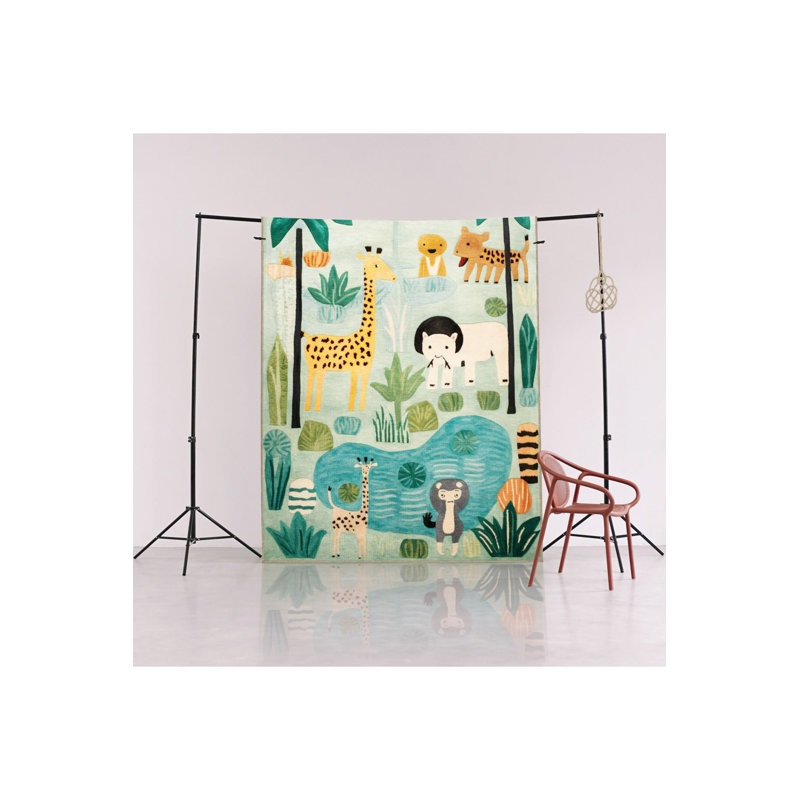 Tapis lavable moderne à motif d'arbre de girafe lavable de la collection Dido, Tapis de couloir 3 pi 3 po x 9 pi 10 po