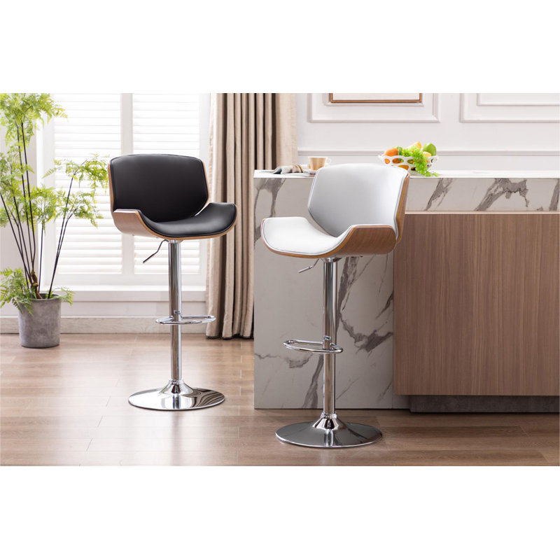 Katalyn Swivel Adjustable Height Bar Stool, White