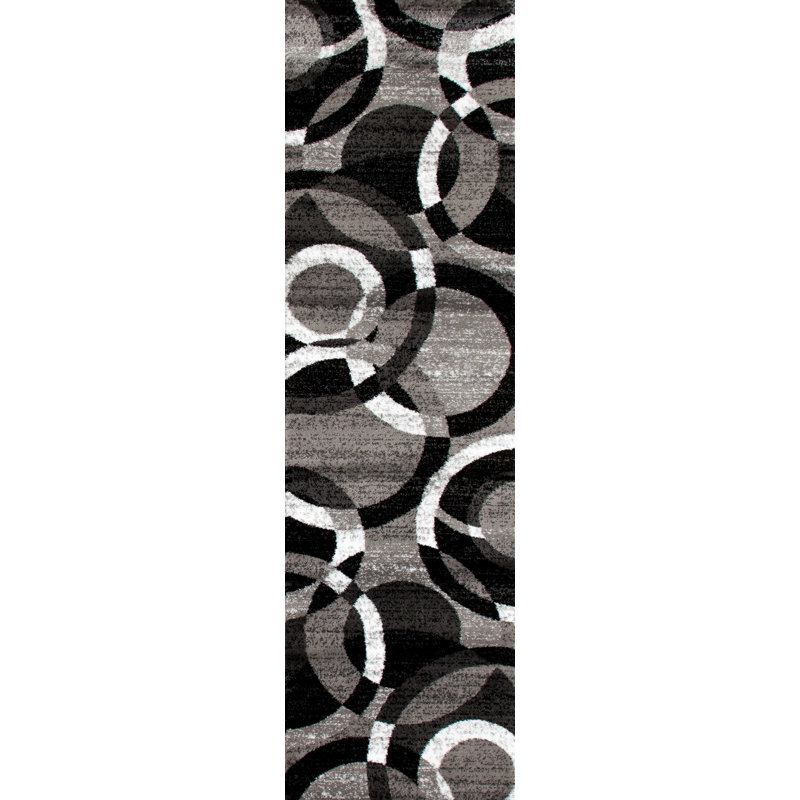 Mehul Woven Geometric Gray/Black/Ivory Area Rug - Modern Abstract Polypropylene Carpet for Living Room, Bedroom, Entryway, or Dining Room