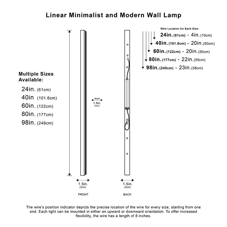 Minimalist Linear Wall Lamp/Black + Plug