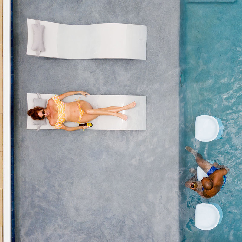 Chaise longue Ledge dans une chaise longue de piscine (2), Blanc