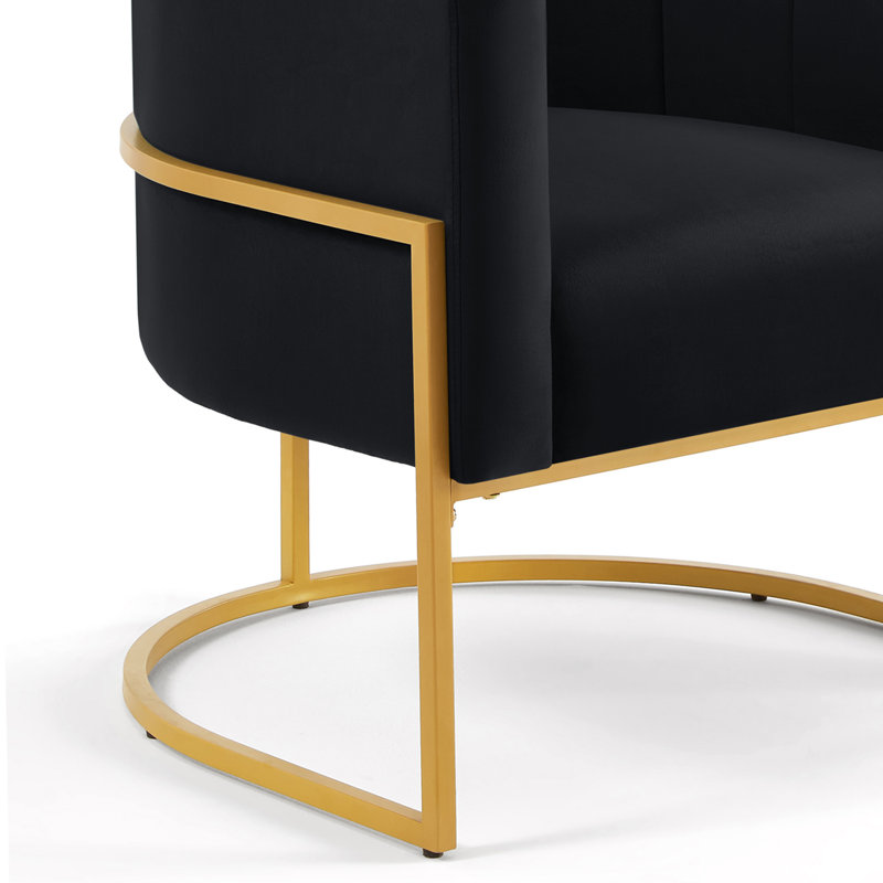 Joemichael Velvet Barrel Chair, Black Velvet