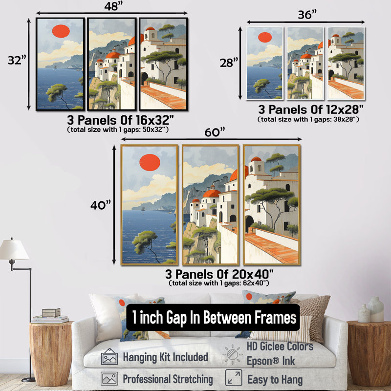 Ensemble de salon Ambry - Italie, H 28 po x l 36 po x P 1 po , Toile avec cadre flottant noir