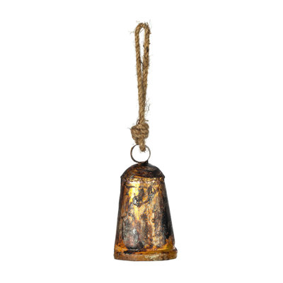 Vickerman 6" Antique Gold Country Bell Ornament on Jute Cord. Includes 2 pieces per bag.