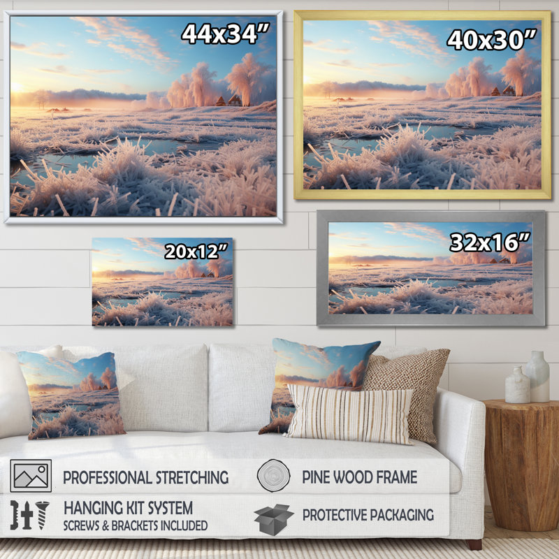 Winter Lake Reverie II, reproduction d'art sur toile, Cadre simple argenté, H 12 po x l 20 po x P 1 po