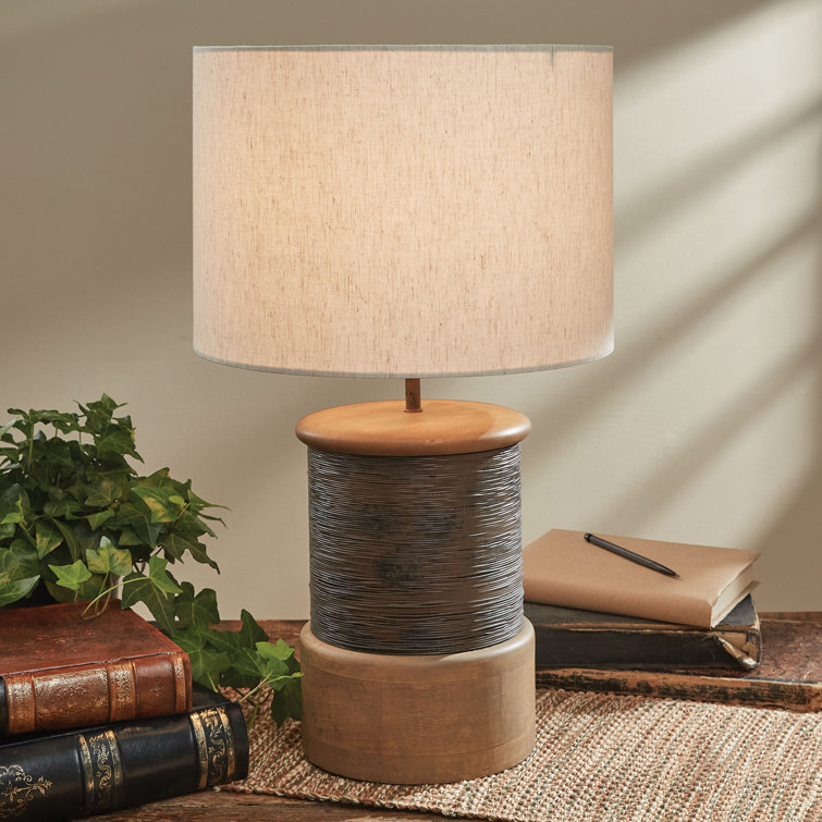 Battery Powered Live Edge Wood Table Lamp Loon Peak Base Color: Black Walnut