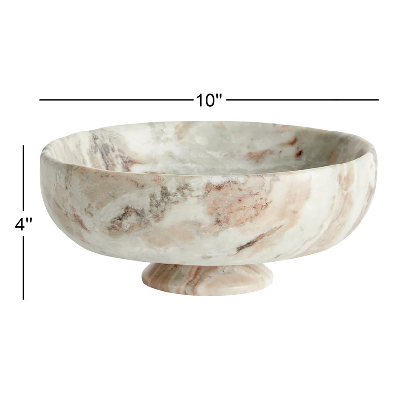 Brunello Brown and White Marble Decorative Footed Bowl