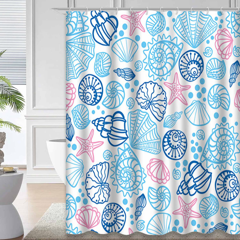 Rideau de douche bleu imperméable, rideaux de douche pour la salle de bain avec 12 crochets, 72" L x 72" W