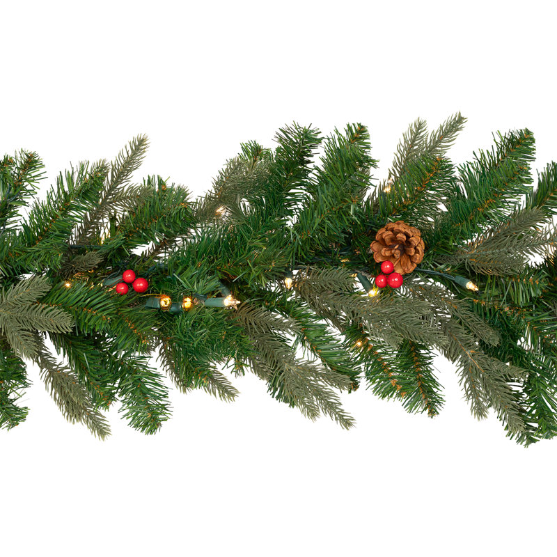 Pre-Lit Mixed Noble Spruce Garland - 9' X 14" - Clear Lights