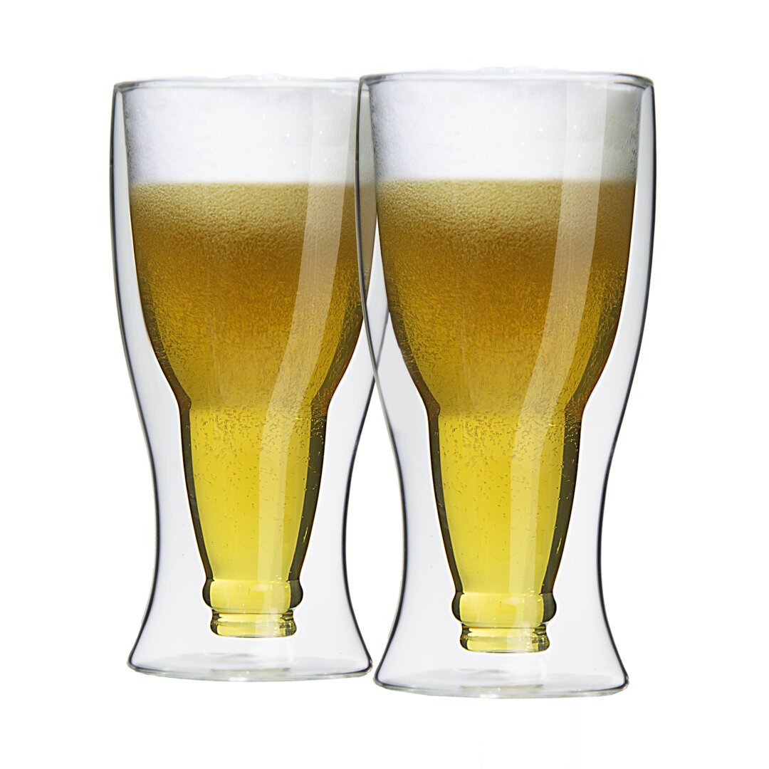 2Er Set Doppelwandige Thermo-Biergläser Aus Borosilikatglas