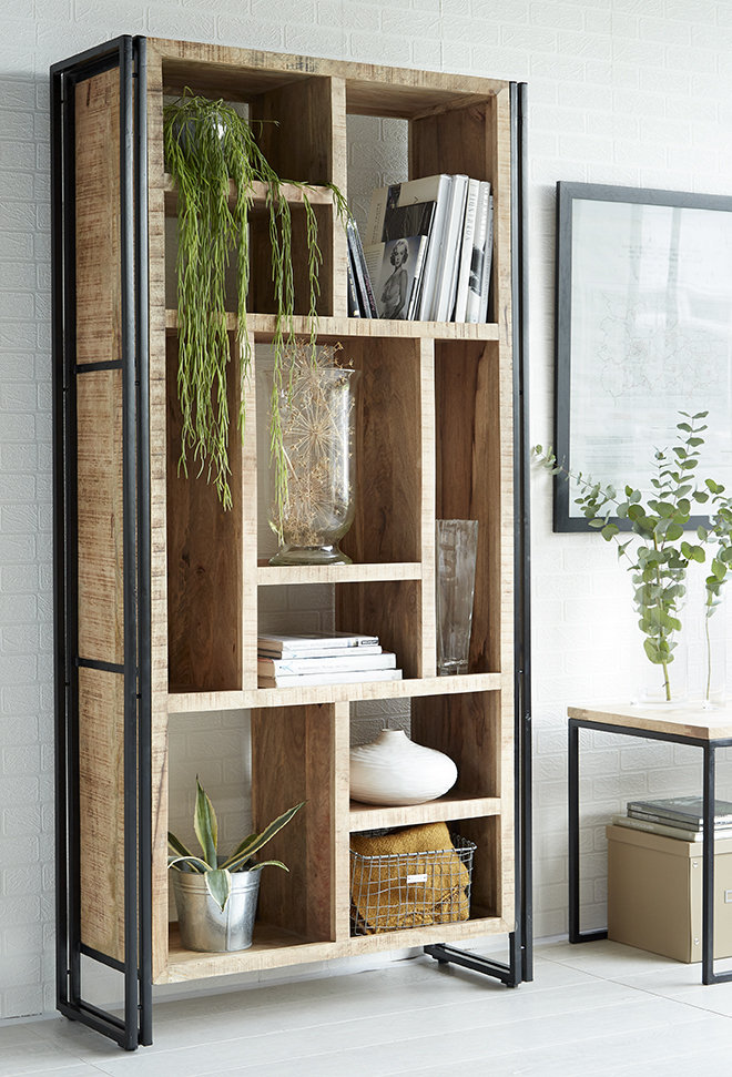 Alysee 200cm H x 100cm W Solid Wood Standard Bookcase