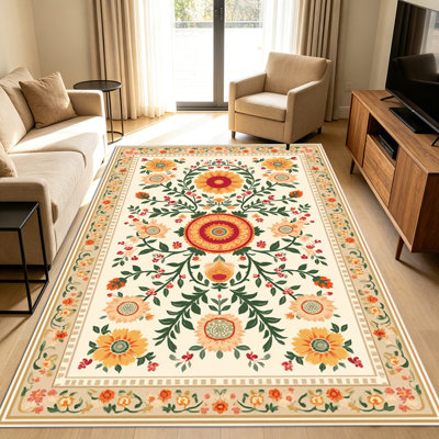 Tapis à motif floral 1PC pour salon, doux et confortable, convient à toutes les saisons, facile à entretenir, tapis de sol intérieur lavable à la machine, convient à la chambre à coucher, à la salle à manger, au bureau, au couloir, au patio, à la maison, à la décoration extérieure.