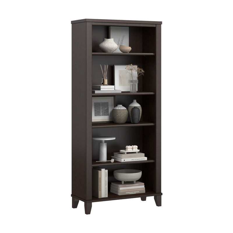 Bibliothèque haute 5 tablettes en cerisier moka, Cerise mocha