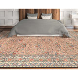 Hand Knotted Wool Oriental Area Rug in Rose And Green