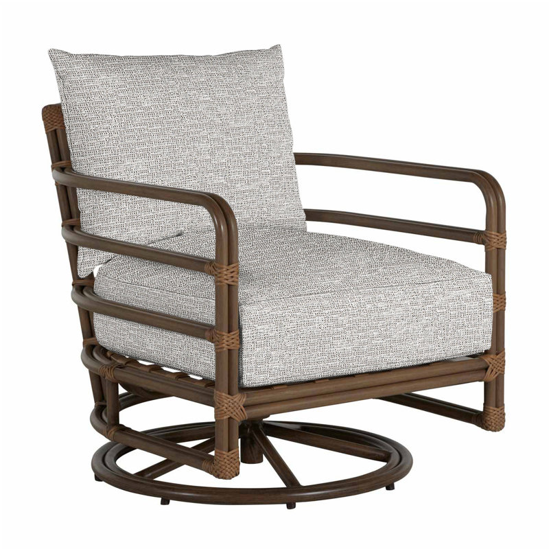 Malibu Swivel Patio Chair with Cushions, No Welt, Tweed Toffee