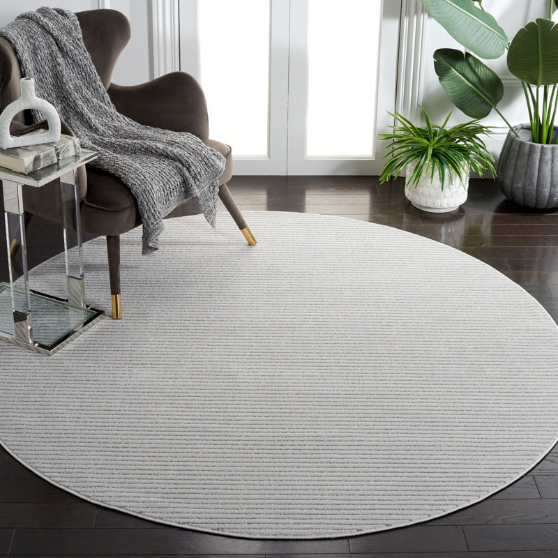 Foxborough Whisper Performance Striped Rug, Round 6'7"