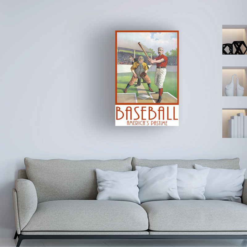 Baseball America par Edward M Fielding - impression sur toile tendue, H 24 po x l 16 po x P 2 po