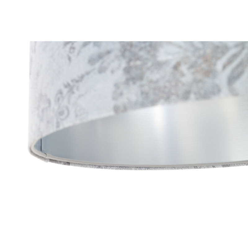 1 - Light Silver Drum Pendant, 107cm H x 40cm W x 40cm D