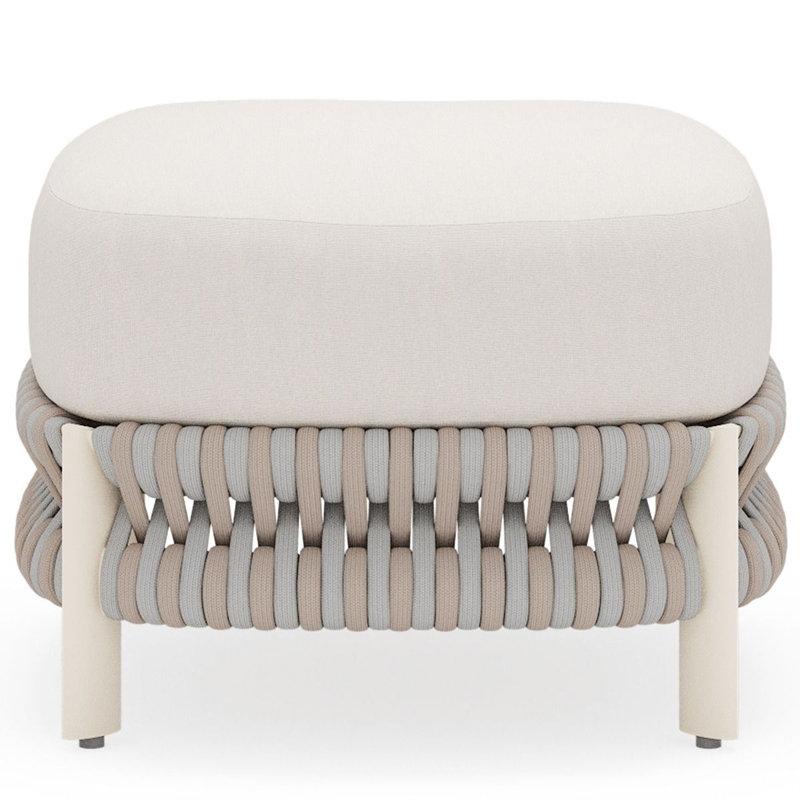 Eve Square Outdoor Ottoman Patio Ottoman, Chartres Malt, Textured Black