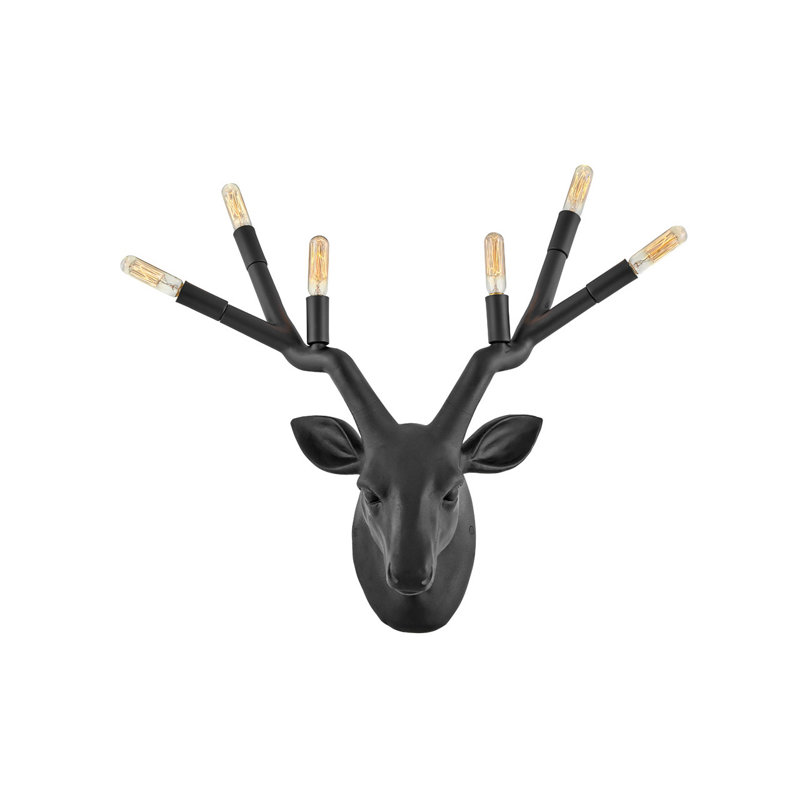 Stag Six-Light Indoor Plug-In Wall Sconce w/ On/Off Switch, Black