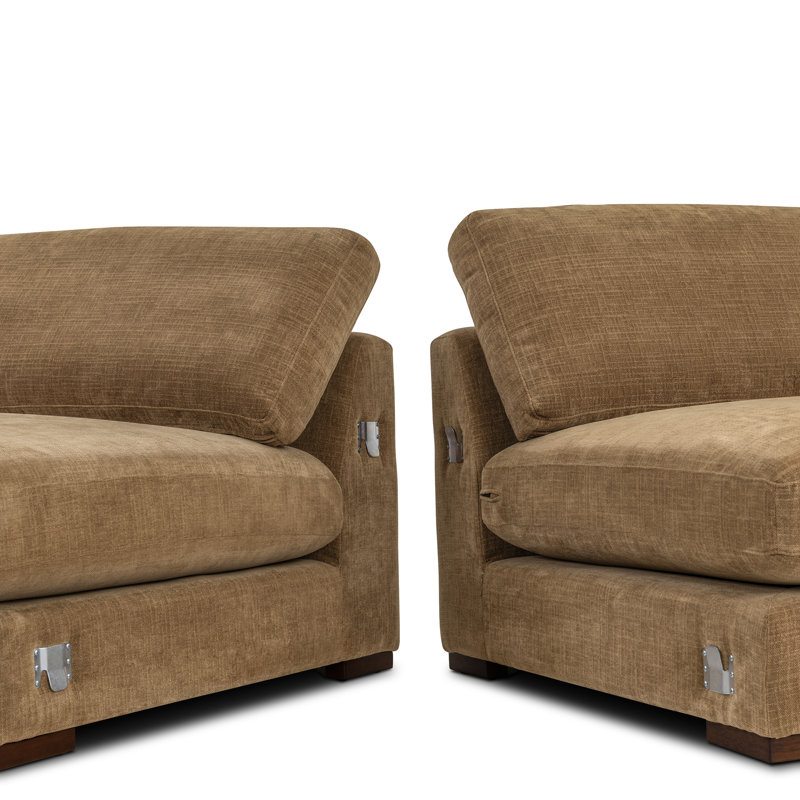 Canapé modulaire très large réversible en tissu 106 po Louvo, Brun fauve