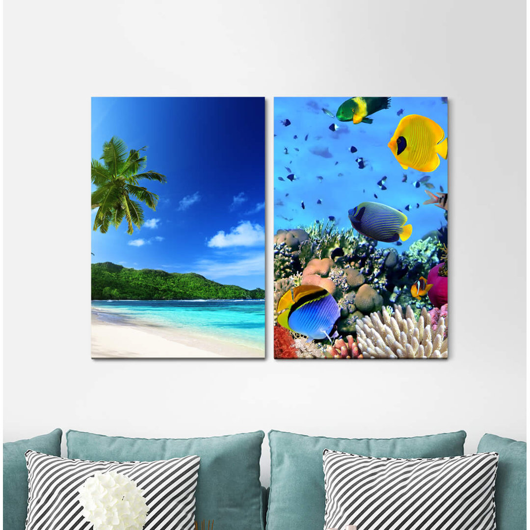 2-tlg. Leinwandbilder-Set Coral Reef Underwater Exotic Paradise Diving Australia