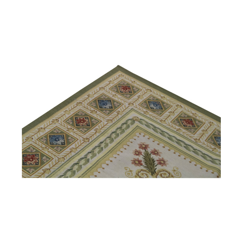 Hand-Knotted High-Quality Light Blue and Green Area Rug