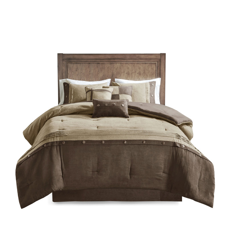 Édredon très grand 7 pièces brun - simili suède, thème chalet avec coussins, rembourrage, 1 et coussin, suède lavable à la machine, décoration facile à laver