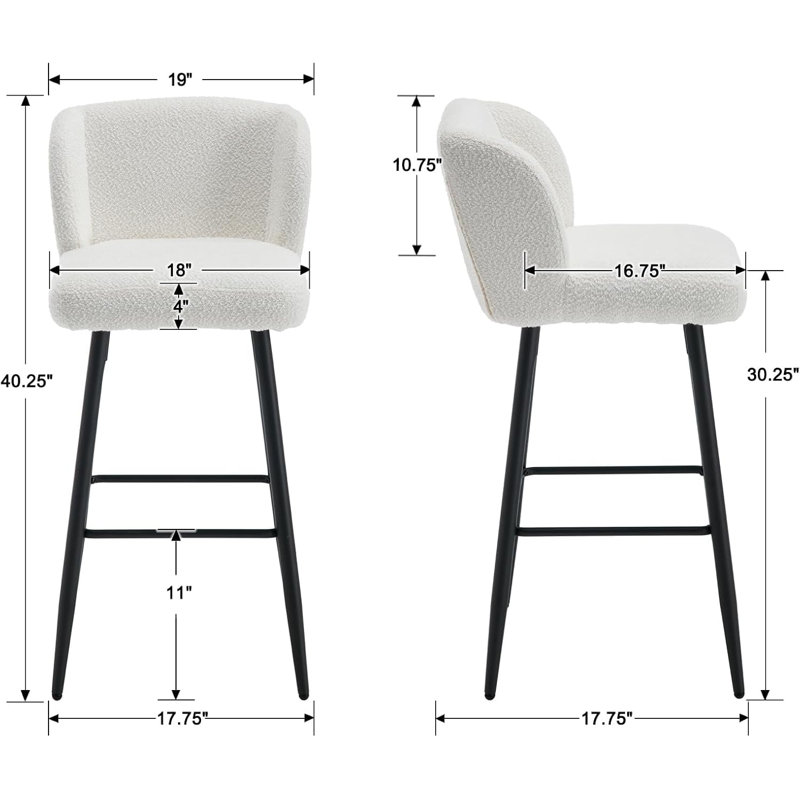 Tabouret de bar contemporain avec dossier Sherpa Boucle