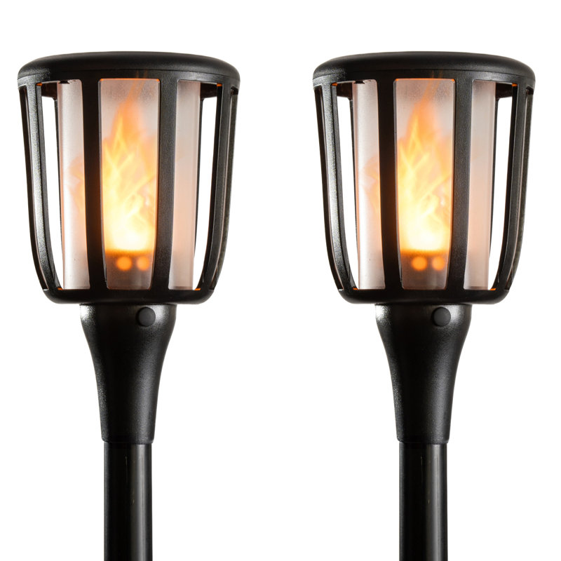 Torche solaire rustique à flamme solaire (poteaux en plastique) - paquet de 2, Ensemble de 2