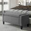Repose-pieds avec rangement et dessus relevable, banc capitonné en lin gris anthracite pour le salon | Bois | Gris anthracite-519670983