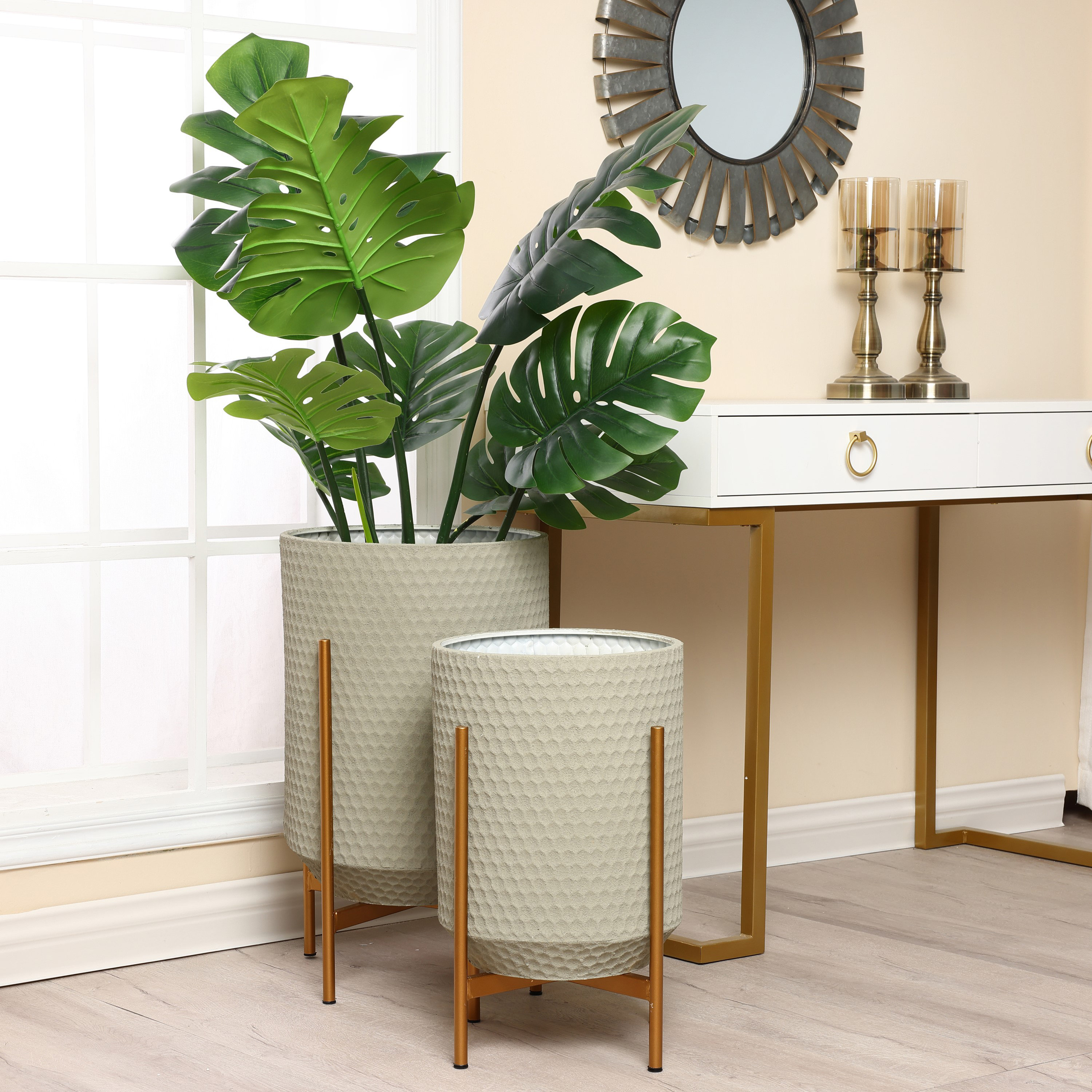 Wade Logan® Handmade Metal Indoor Cachepot Planter Pots with Stands & Reviews | Wayfair
