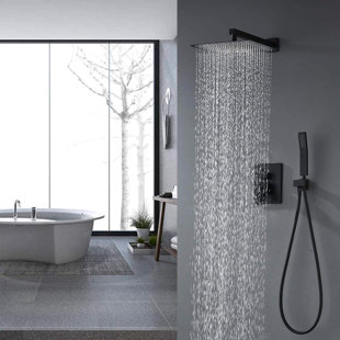 Rain Shower For Bathroom - 10", Wall Mounted, Brass & Stainless Steel, Enjoy Shower, Easy Install, Brushed Nickel Mounted 10" Solid Time, Self-Cleaning, Finish